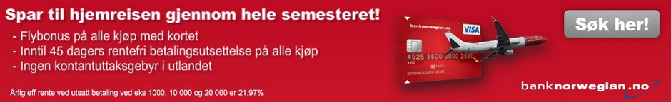 Bank Norwegian Kredittkort - Spar til hjemreisen gjennom hele semesteret!